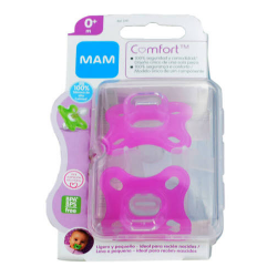 CHUPETE SILICONA MAM COMFORT RN +0M PACK ROSA